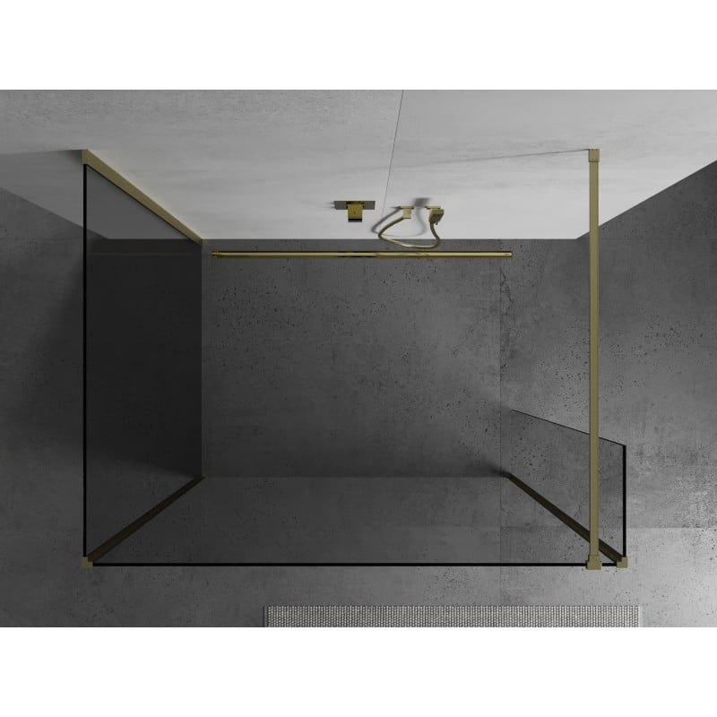 Mexen Kioto sprchová stěna Walk-in 140 x 95 x 40 cm, transparentní, zlatá kartáčovaná - 800-140-095-221-55-00-040