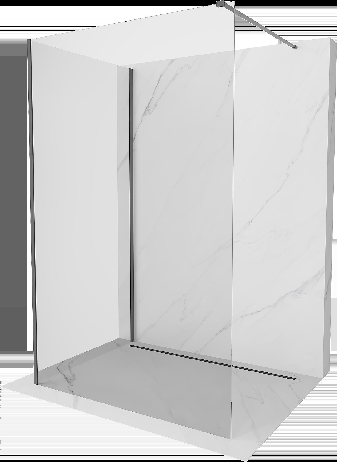 Mexen Kioto sprchová stěna Walk-in 90 x 90 cm, transparentní, gun metal - 800-090-212-95-00-090