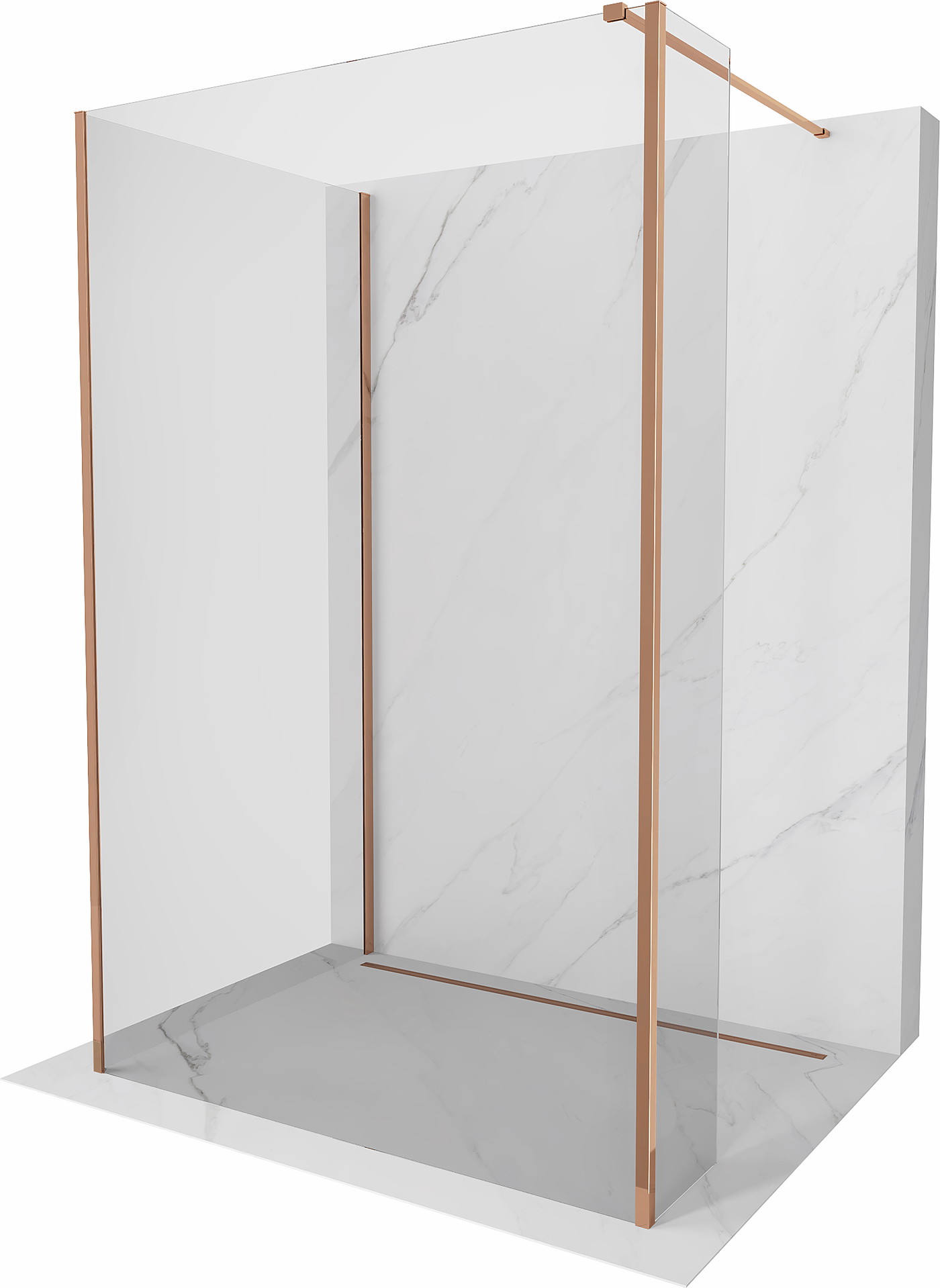 Mexen Kioto sprchový panel Walk-in 110 x 70 x 30 cm, transparentní, růžové zlato - 800-110-070-221-60-00-030