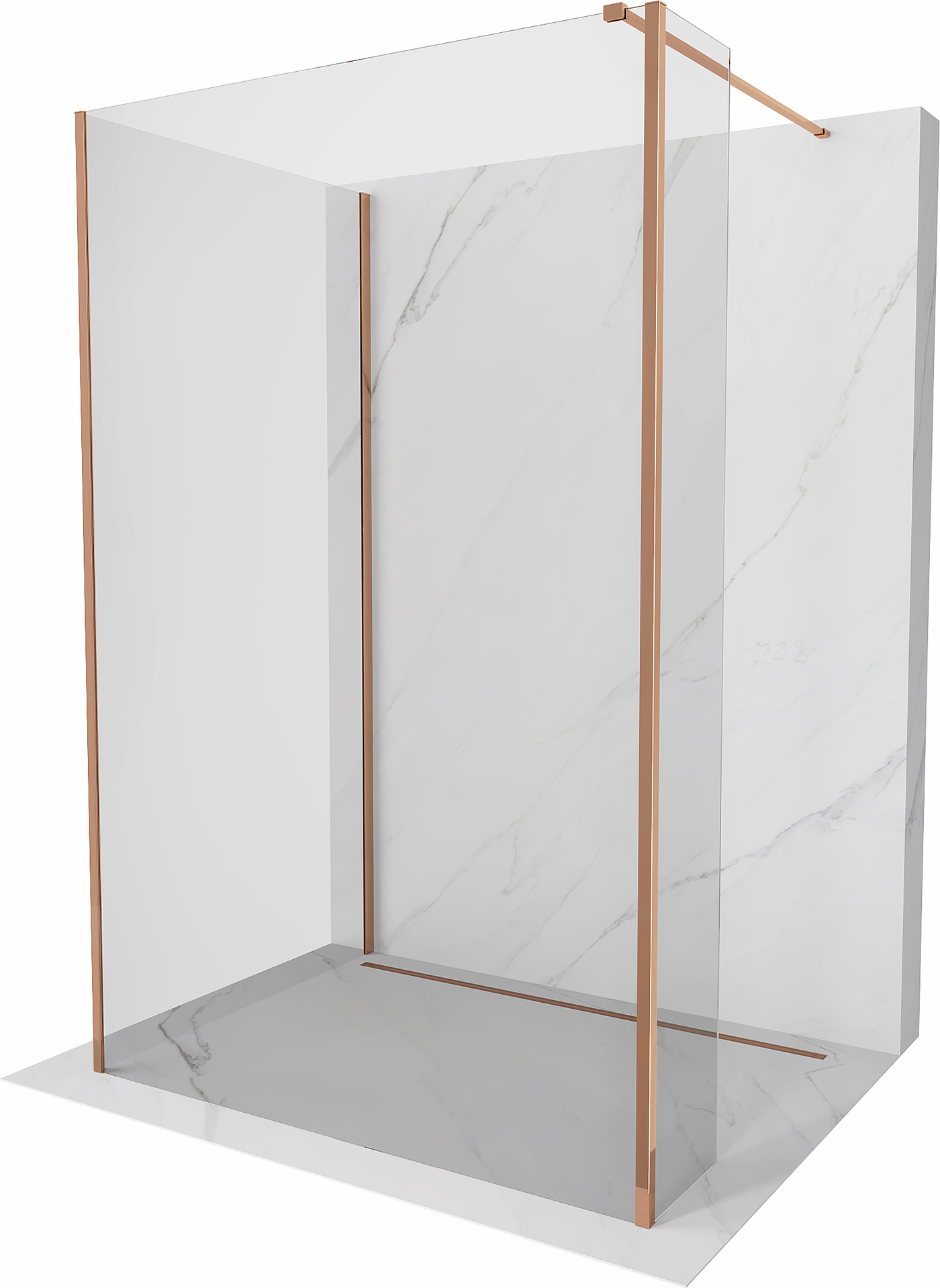 Mexen Kioto sprchová zástěna Walk-in 90 x 85 x 30 cm, transparentní, růžové zlato - 800-090-085-221-60-00-030