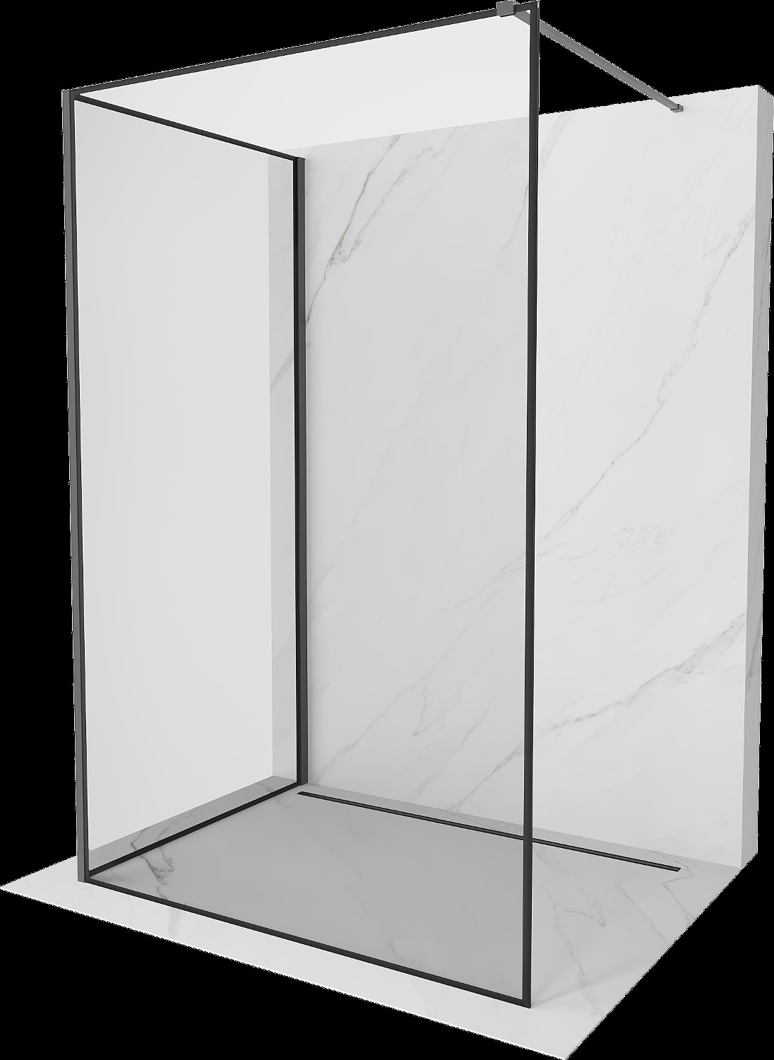 Mexen Kioto Walk-in sprchová stěna 100 x 90 cm, černý vzor, gun metal - 800-100-212-95-70-090