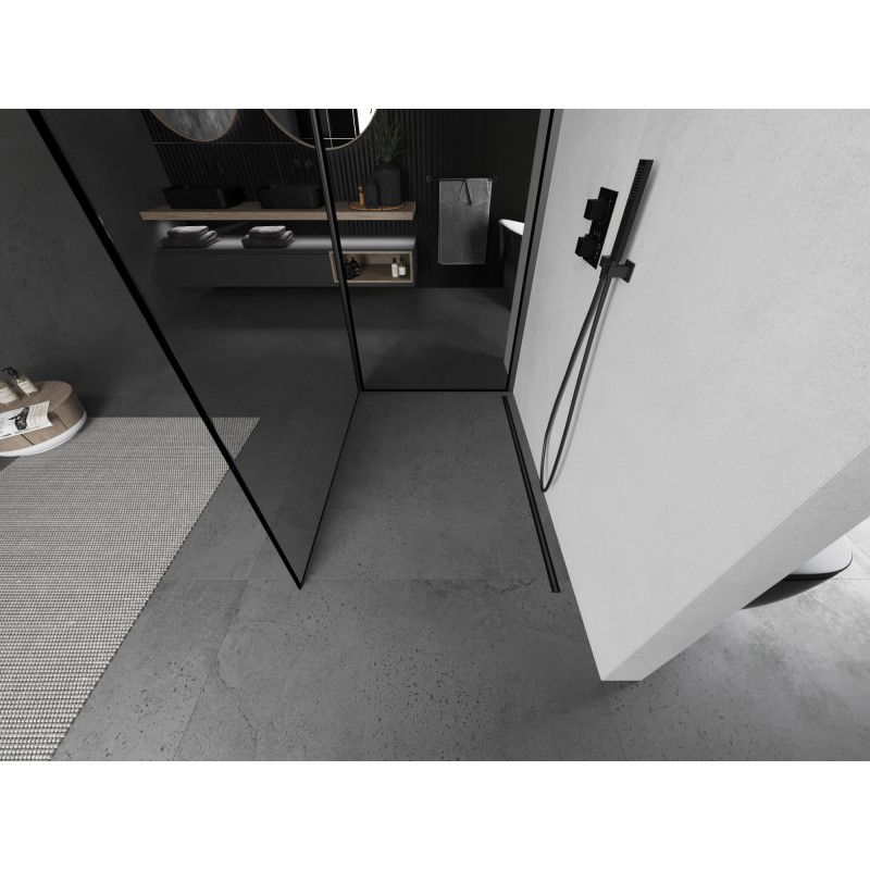 Mexen Kioto sprchová stěna Walk-in 130 x 90 cm, černý rámeček, gun metal - 800-130-212-95-70-090