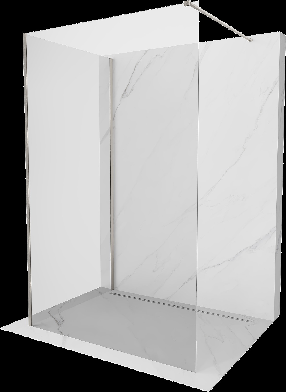 Mexen Kioto sprchová stěna Walk-in 140 x 85 cm, transparentní, kartáčovaný nikl - 800-140-212-97-00-085