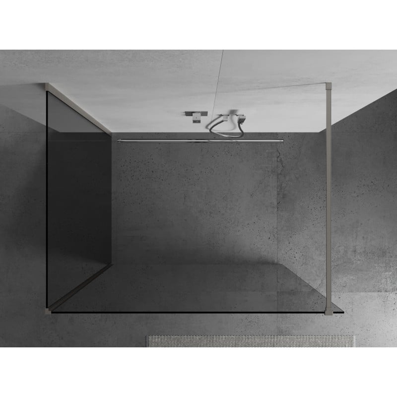 Mexen Kioto sprchová zástěna Walk-in 100 x 85 cm, transparentní, kartáčovaný nikl - 800-100-212-97-00-085