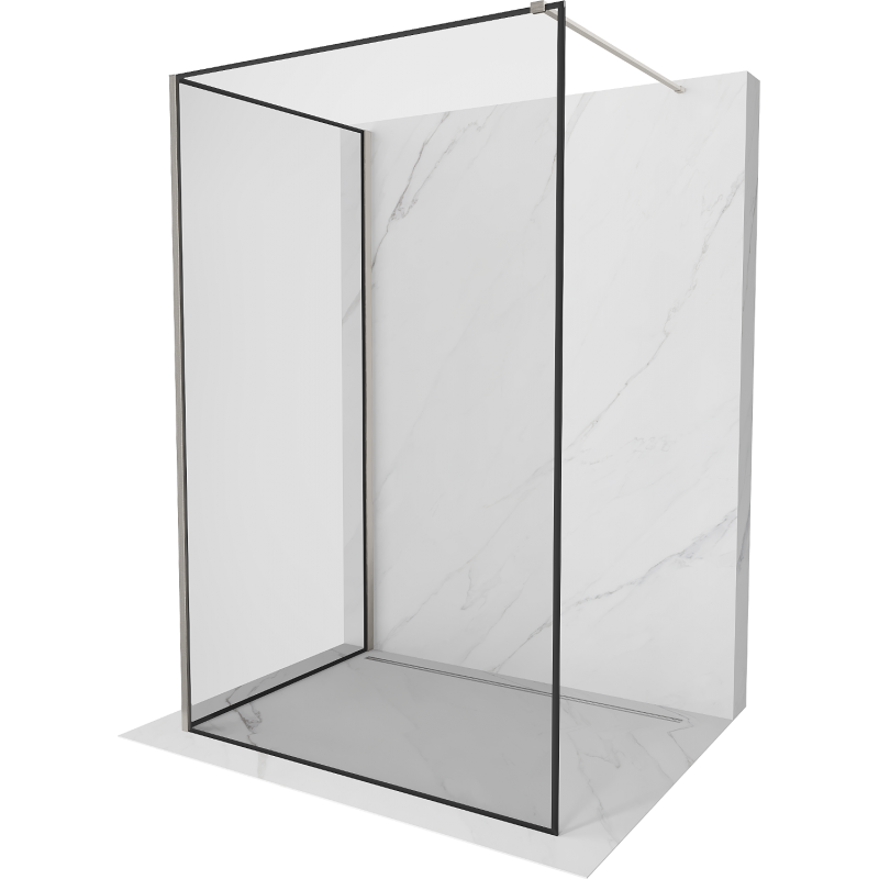 Mexen Kioto sprchová stěna Walk-in 140 x 80 cm, černý rámeček, kartáčovaný nikl - 800-140-212-97-70-080