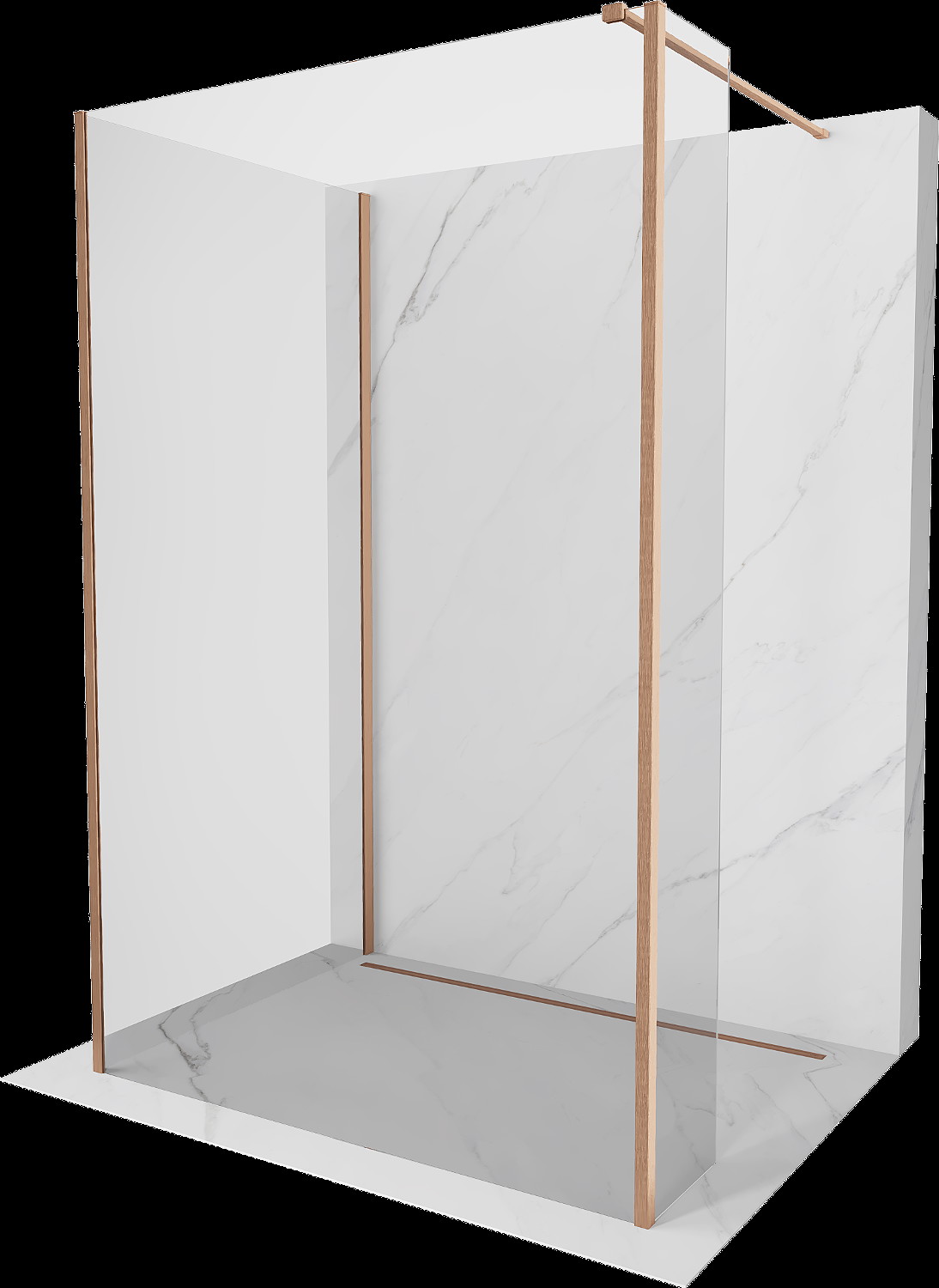 Mexen Kioto sprchová stěna Walk-in 105 x 90 x 30 cm, transparentní, broušená měď - 800-105-090-221-65-00-030