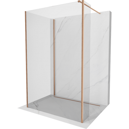 Mexen Kioto sprchová zástěna Walk-in 140 x 105 x 30 cm, transparentní, kartáčovaná měď - 800-140-105-221-65-00-030