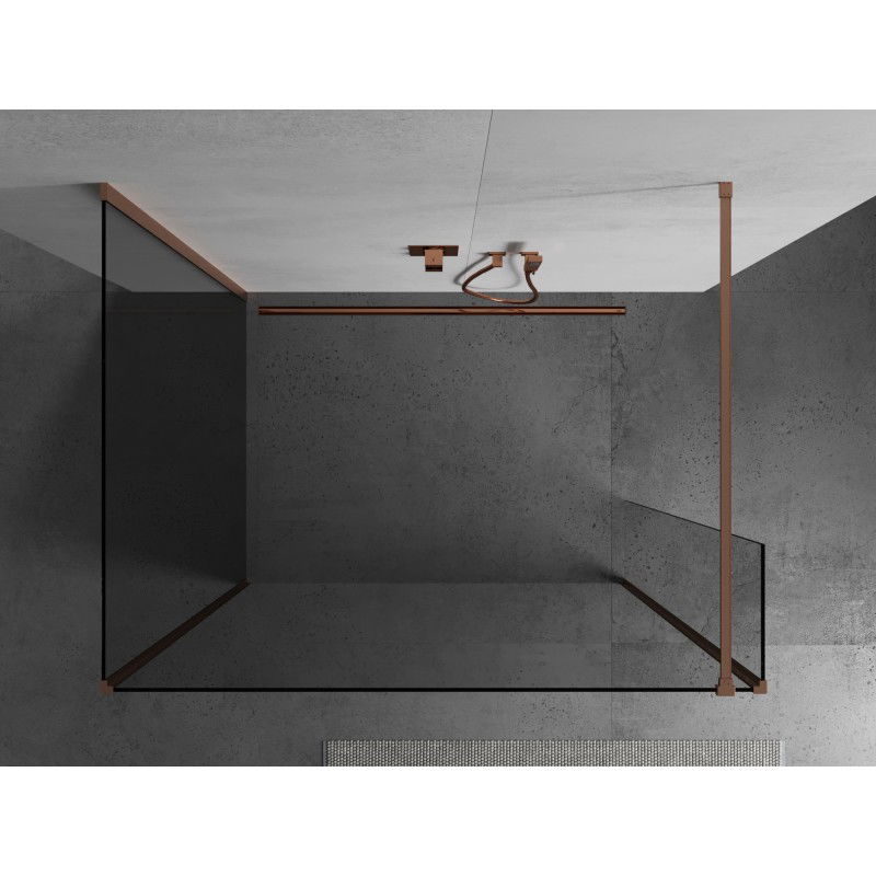 Mexen Kioto sprchová stěna Walk-in 130 x 75 x 40 cm, transparentní, kartáčovaná měď - 800-130-075-221-65-00-040
