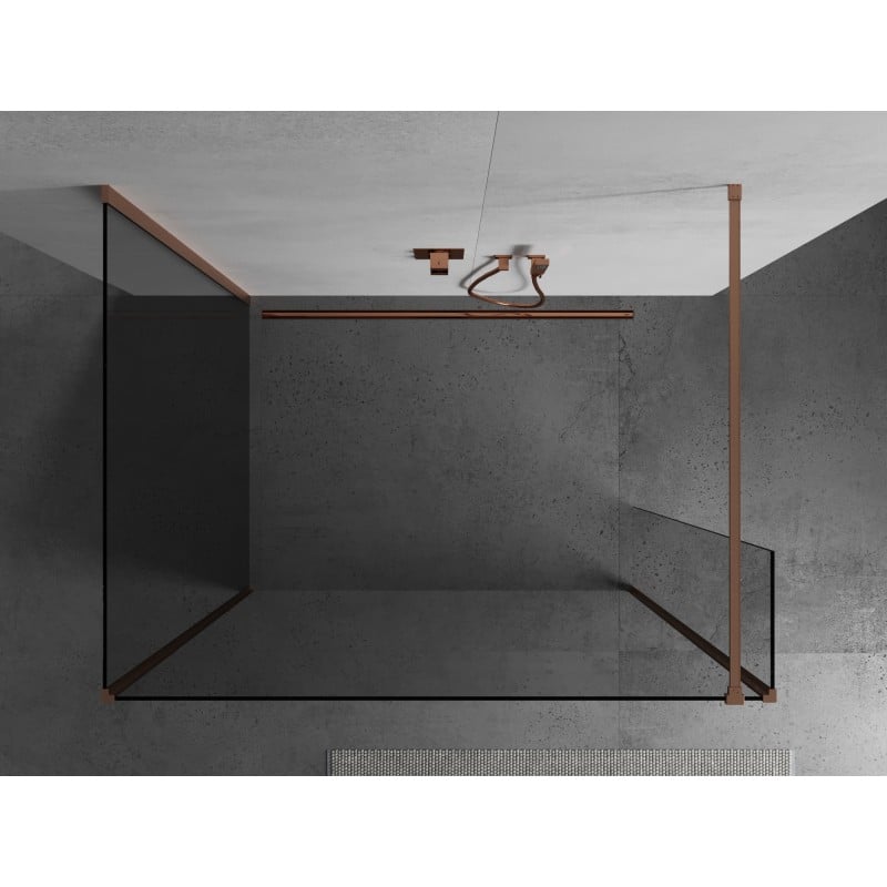 Mexen Kioto sprchová stěna Walk-in 100 x 80 x 40 cm, transparentní, kartáčovaná měď - 800-100-080-221-65-00-040