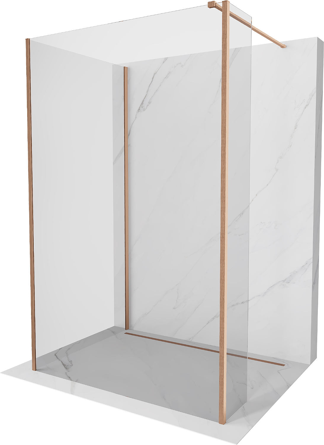 Mexen Kioto sprchová stěna Walk-in 140 x 85 x 40 cm, transparentní, kartáčovaný měď - 800-140-085-221-65-00-040