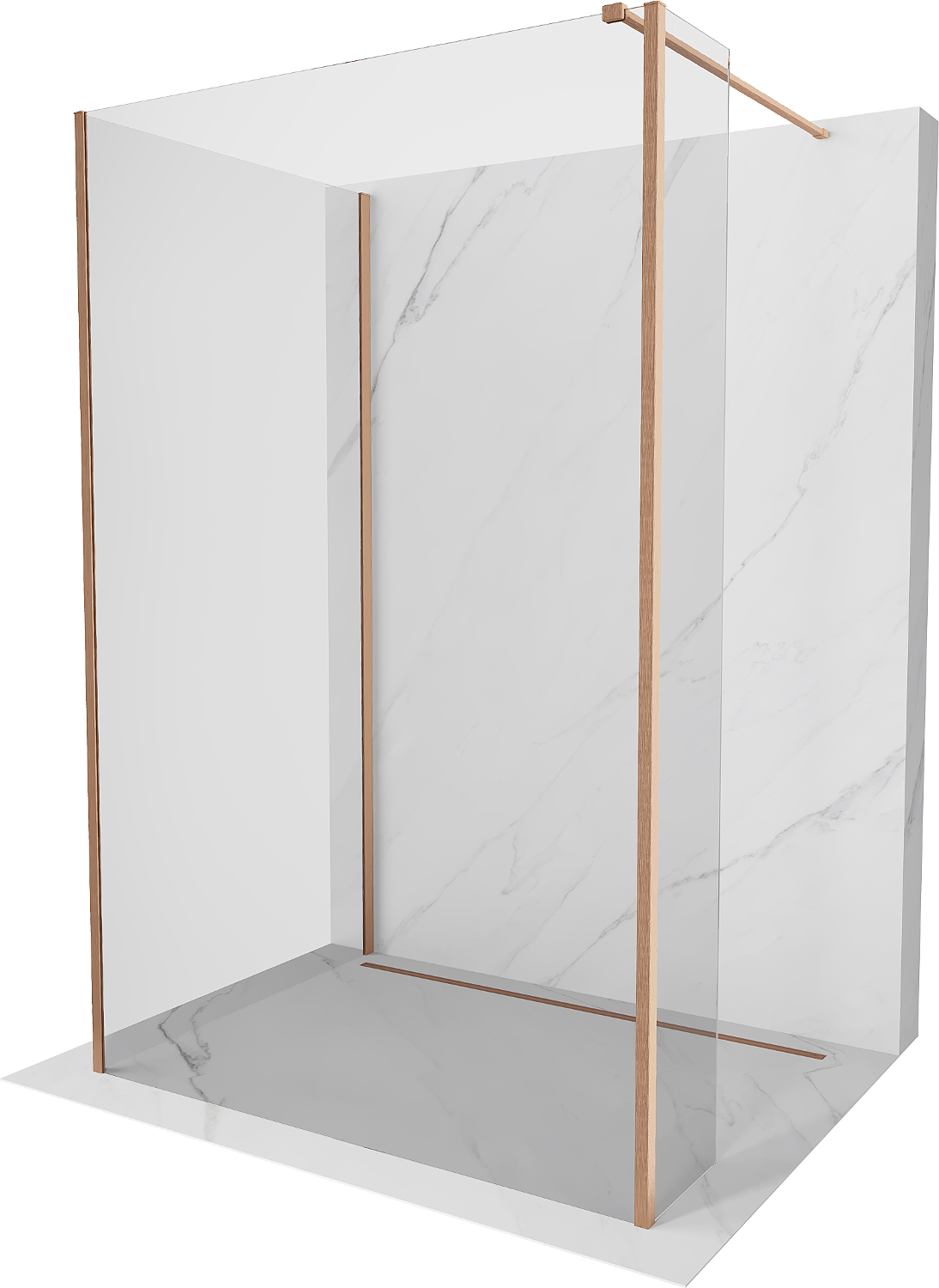 Mexen Kioto sprchová stěna Walk-in 90 x 90 x 40 cm, transparentní, kartáčovaná měď - 800-090-090-221-65-00-040