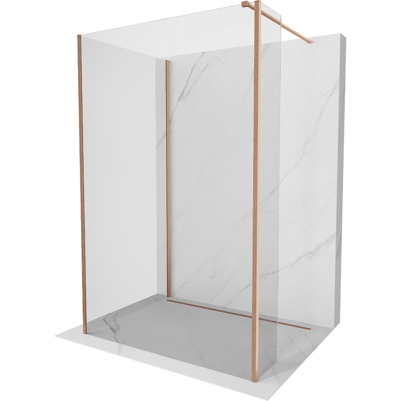 Mexen Kioto sprchová stěna Walk-in 130 x 110 x 40 cm, transparentní, kartáčovaná měď - 800-130-110-221-65-00-040