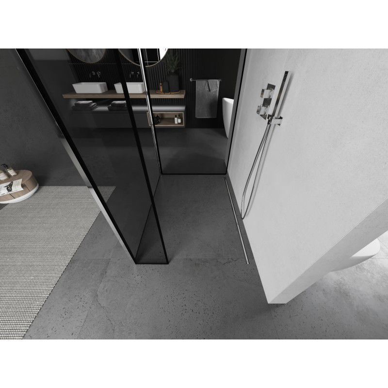 Mexen Kioto sprchová stěna Walk-in 110 x 70 x 30 cm, černý rám, chrom - 800-110-070-221-01-70-030