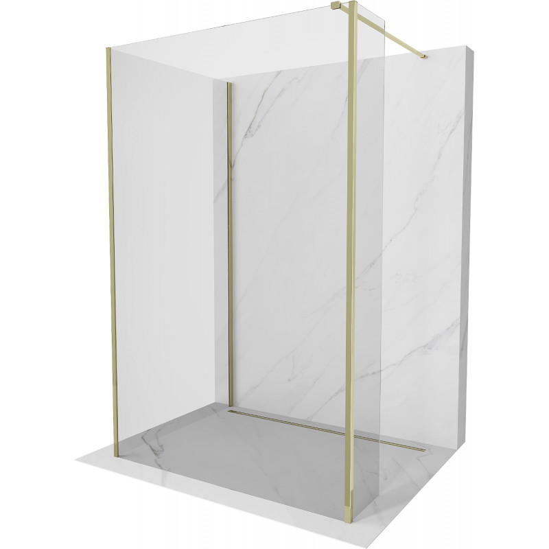 Mexen Kioto sprchová stěna Walk-in 130 x 80 x 30 cm, transparentní, zlatá - 800-130-080-221-50-00-030