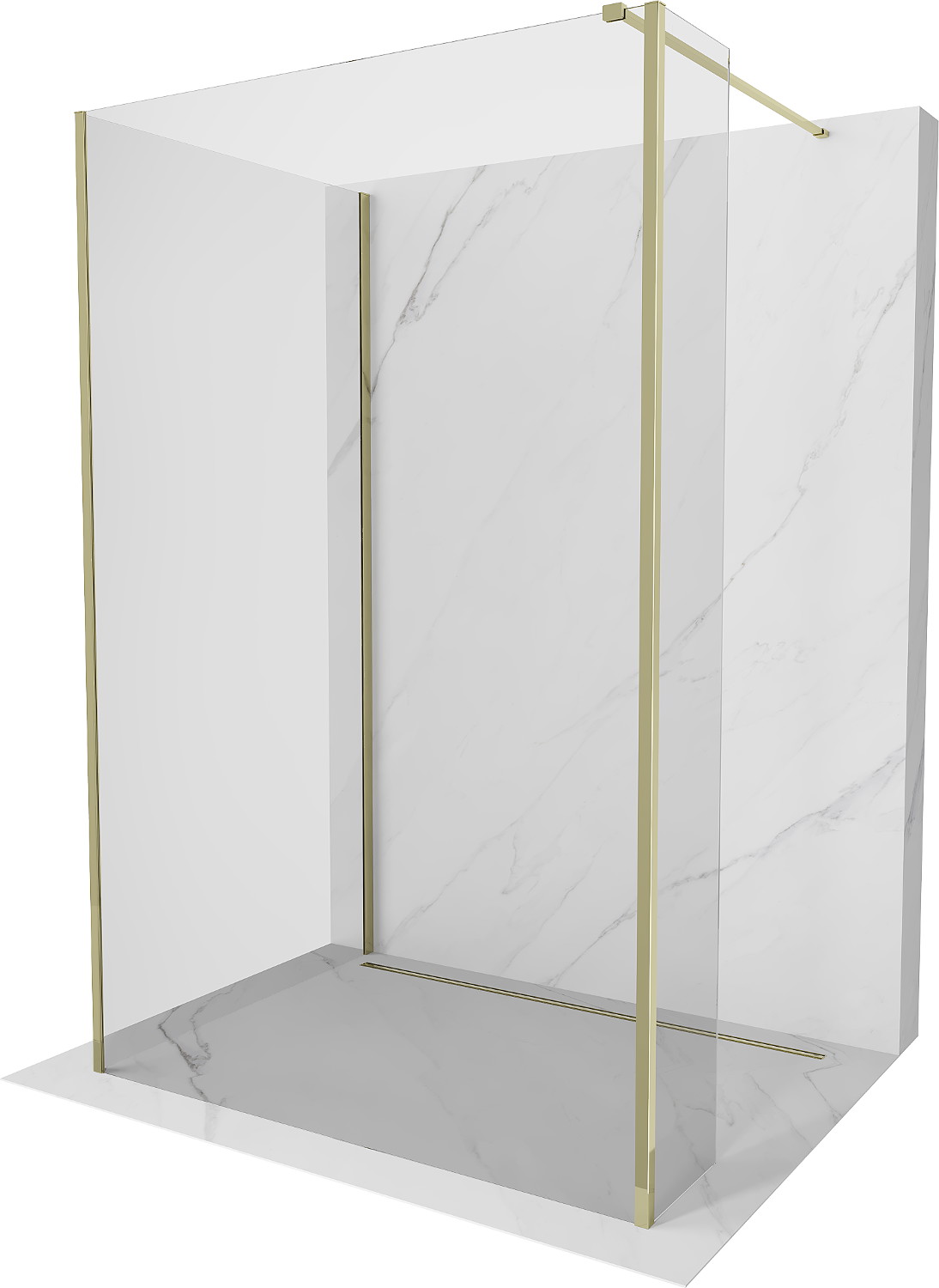 Mexen Kioto sprchová zástěna Walk-in 120 x 95 x 30 cm, transparentní, zlatá - 800-120-095-221-50-00-030