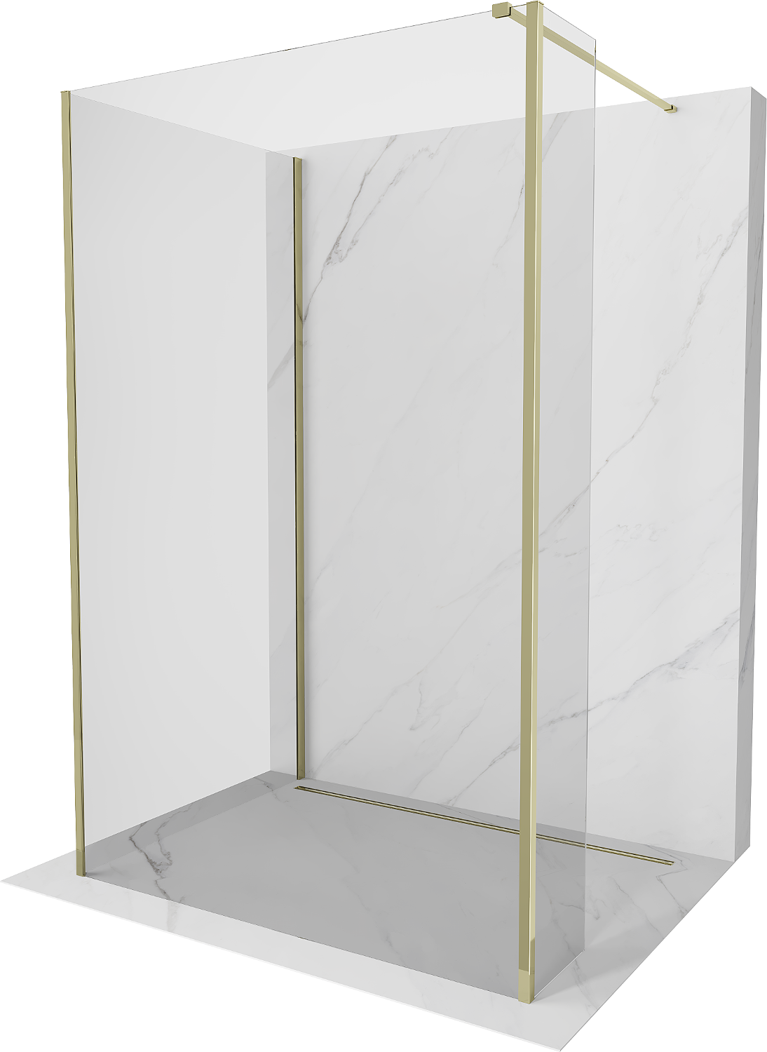 Mexen Kioto sprchová stěna Walk-in 135 x 70 x 40 cm, transparentní, zlatá - 800-135-070-221-50-00-040