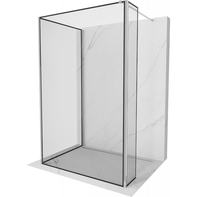 Mexen Kioto sprchová stěna Walk-in 120 x 70 x 30 cm, černý vzor, chrom - 800-120-070-221-01-70-030