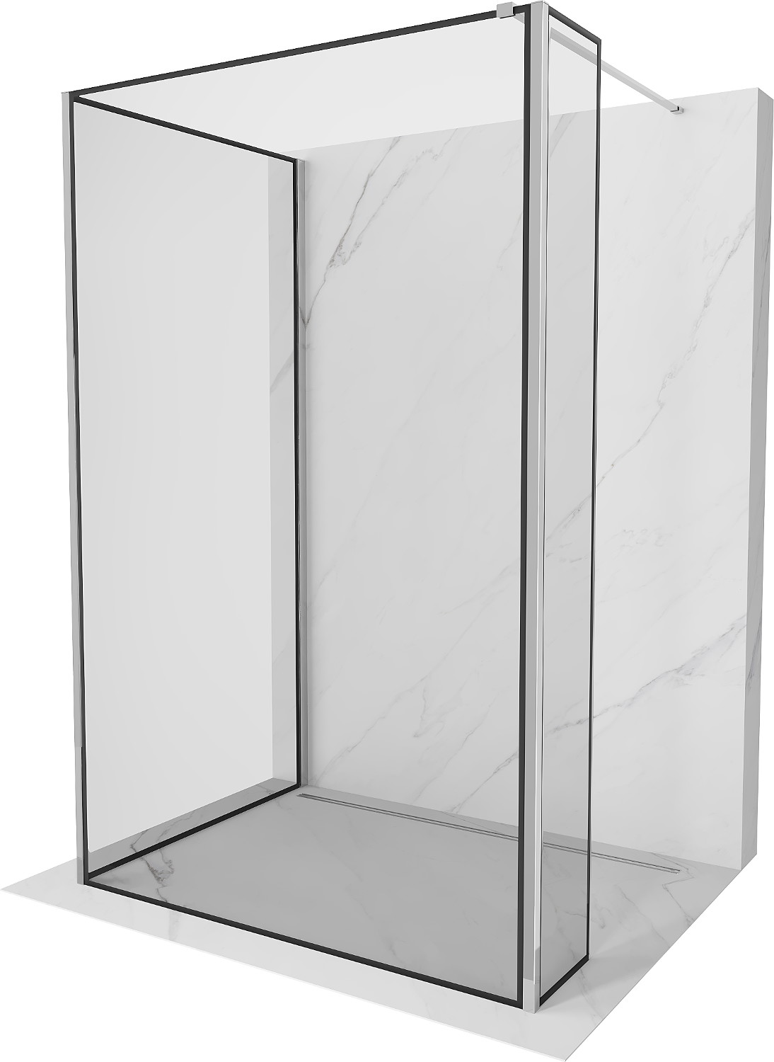 Mexen Kioto sprchová stěna Walk-in 120 x 70 x 30 cm, černý vzor, chrom - 800-120-070-221-01-70-030