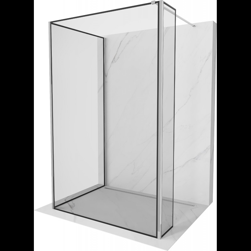 Mexen Kioto sprchová zástěna Walk-in 120 x 80 x 30 cm, černý vzor, chrom - 800-120-080-221-01-70-030