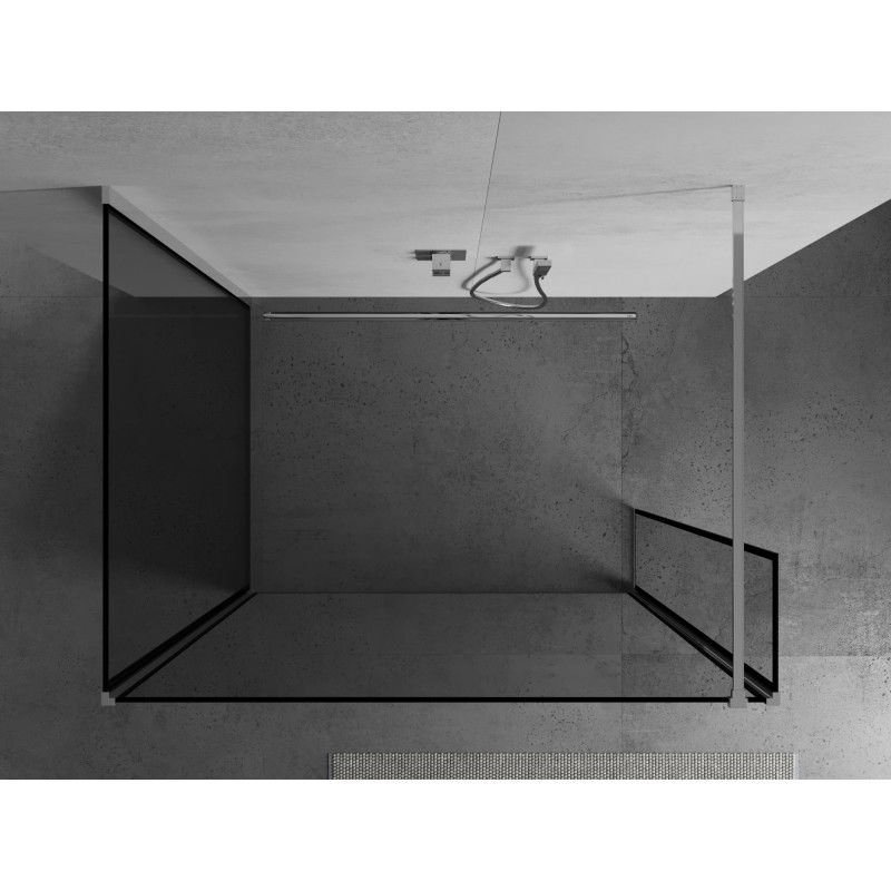 Mexen Kioto sprchová stěna Walk-in 110 x 90 x 30 cm, černý rám, chrom - 800-110-090-221-01-70-030