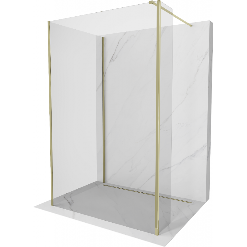 Mexen Kioto sprchová stěna Walk-in 90 x 90 x 40 cm, transparentní, zlatá - 800-090-090-221-50-00-040