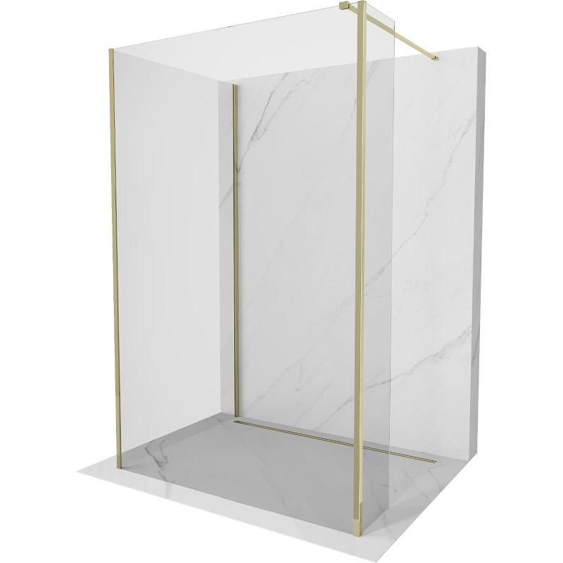 Mexen Kioto sprchová zástěna Walk-in 140 x 90 x 40 cm, transparentní, zlatá - 800-140-090-221-50-00-040