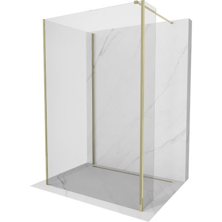 Mexen Kioto sprchová zástěna Walk-in 140 x 90 x 40 cm, transparentní, zlatá - 800-140-090-221-50-00-040