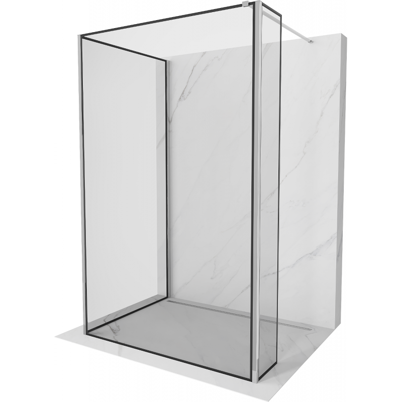 Mexen Kioto sprchová zástěna Walk-in 110 x 90 x 40 cm, černý rámeček, chrom - 800-110-090-221-01-70-040