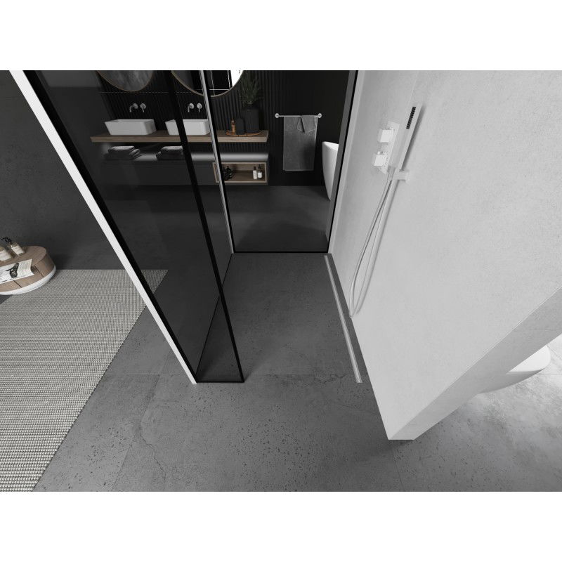 Mexen Kioto sprchová stěna Walk-in 100 x 90 x 40 cm, černý rám, bílá - 800-100-090-221-20-70-040