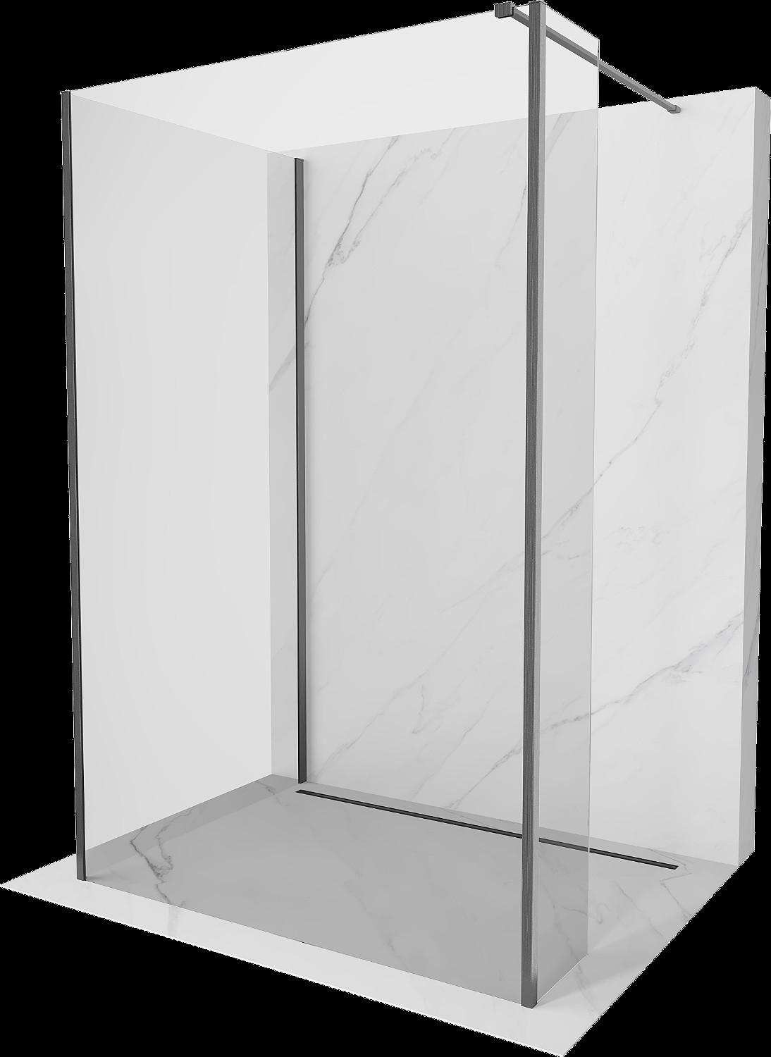 Mexen Kioto sprchová zástěna Walk-in 125 x 70 x 30 cm, transparentní, gun gray kartáčovaný - 800-125-070-221-66-00-030