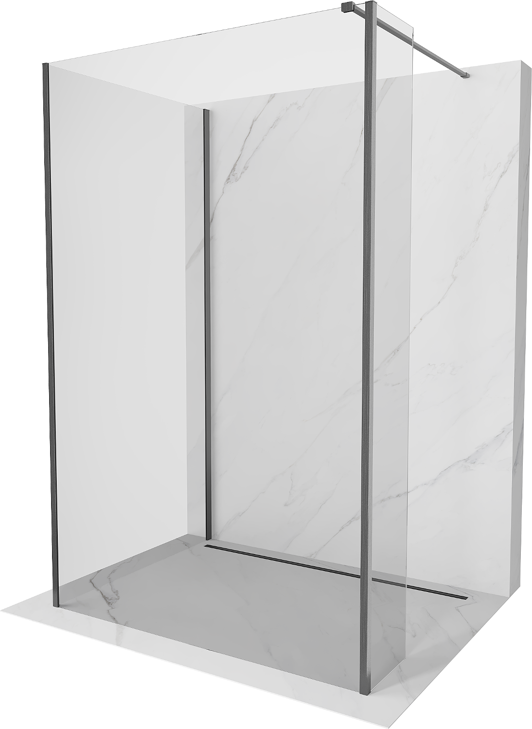 Mexen Kioto sprchová stěna Walk-in 120 x 80 x 30 cm, transparentní, gun gray kartáčovaný - 800-120-080-221-66-00-030