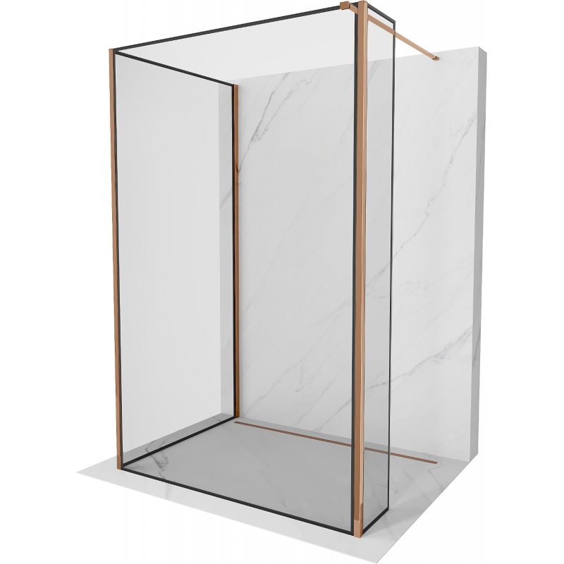 Mexen Kioto sprchová stěna Walk-in 100 x 80 x 30 cm, černý rám, růžové zlato - 800-100-080-221-60-70-030