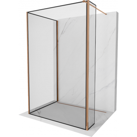 Mexen Kioto sprchová stěna Walk-in 90 x 90 x 30 cm, černý rám, růžové zlato - 800-090-090-221-60-70-030