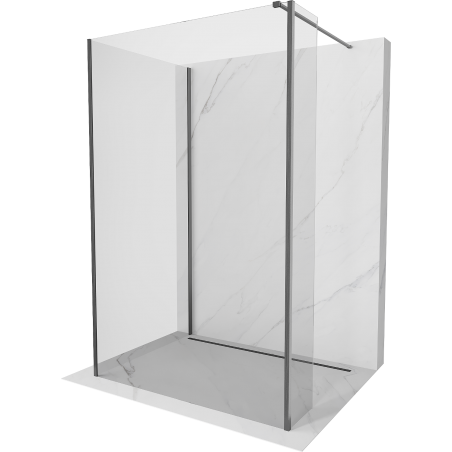 Mexen Kioto sprchová stěna Walk-in 125 x 110 x 30 cm, transparentní, kartáčovaná zbraňová šedá - 800-125-110-221-66-00-030