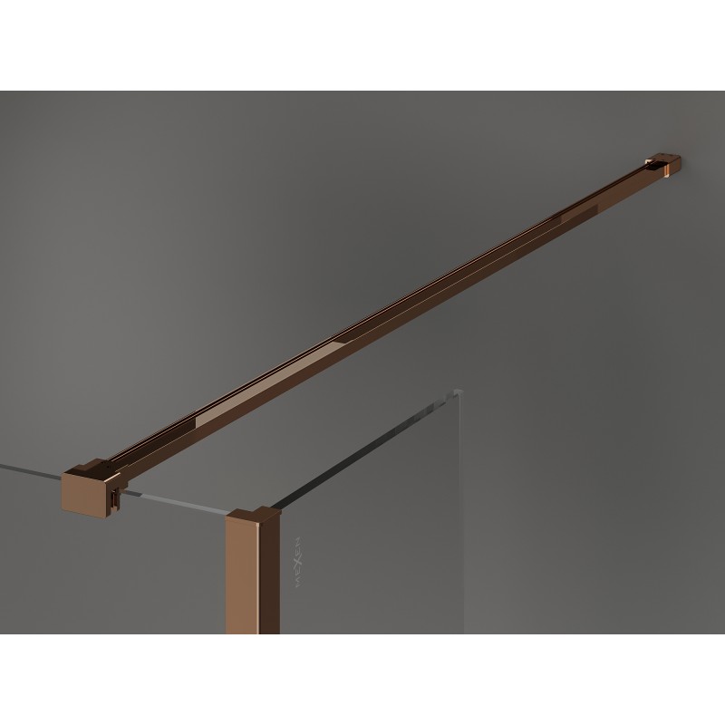 Mexen Kioto sprchová stěna Walk-in 140 x 100 x 30 cm, černý rám, růžové zlato - 800-140-100-221-60-70-030