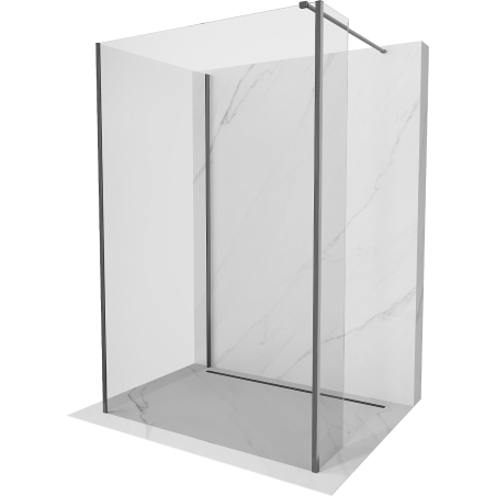 Mexen Kioto sprchová stěna Walk-in 90 x 90 x 40 cm, transparentní, gun gray kartáčovaný - 800-090-090-221-66-00-040