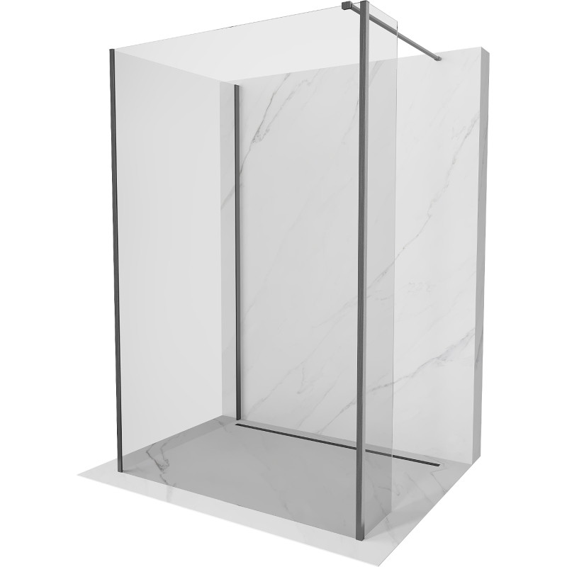 Mexen Kioto sprchová stěna Walk-in 100 x 100 x 40 cm, transparentní, kartáčovaná ve zbarvení gun gray