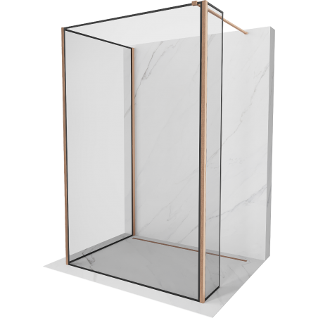 Mexen Kioto sprchová stěna Walk-in 100 x 80 x 30 cm, černý rám, kartáčovaná měď - 800-100-080-221-65-70-030