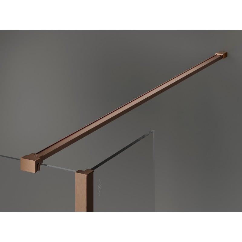 Mexen Kioto sprchová stěna Walk-in 140 x 90 x 30 cm, černý rám, kartáčovaná měď - 800-140-090-221-65-70-030