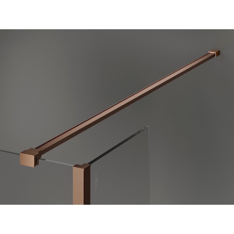 Mexen Kioto sprchová stěna Walk-in 130 x 110 x 30 cm, černý rám, kartáčovaná měď - 800-130-110-221-65-70-030