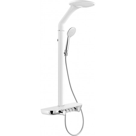 Mexen Bolt nástěnná sprchová sada s dešťovou hlavicí a baterií, bílá/chrom - 78108-20