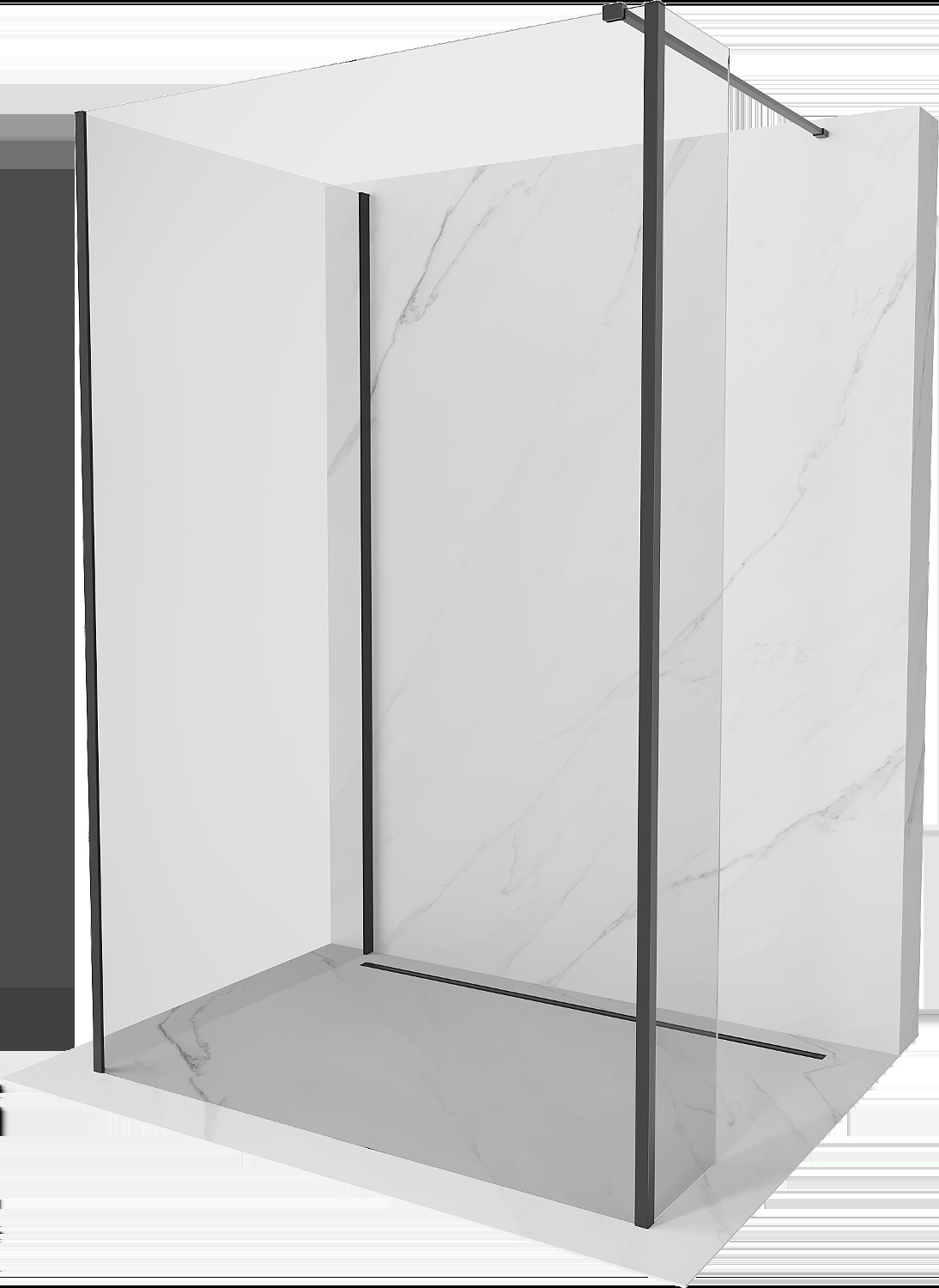 Mexen Kioto sprchová stěna Walk-in 120 x 105 x 30 cm, transparentní, černá - 800-120-105-221-70-00-030