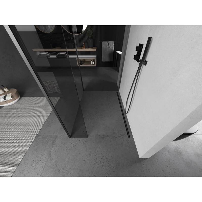 Mexen Kioto sprchová stěna Walk-in 125 x 80 x 30 cm, transparentní, gun metal - 800-125-080-221-95-00-030