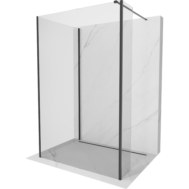 Mexen Kioto sprchová stěna Walk-in 125 x 90 x 40 cm, transparentní, černá - 800-125-090-221-70-00-040