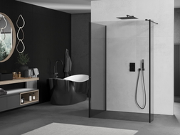 Mexen Kioto sprchová stěna Walk-in 125 x 90 x 40 cm, transparentní, černá - 800-125-090-221-70-00-040