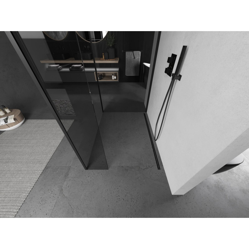 Mexen Kioto sprchová stěna Walk-in 125 x 90 x 40 cm, transparentní, černá - 800-125-090-221-70-00-040