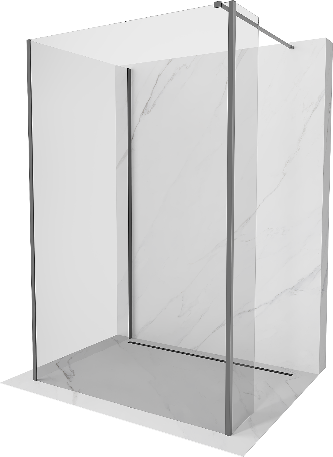 Mexen Kioto sprchová stěna Walk-in 140 x 95 x 30 cm, transparentní, gun metal - 800-140-095-221-95-00-030