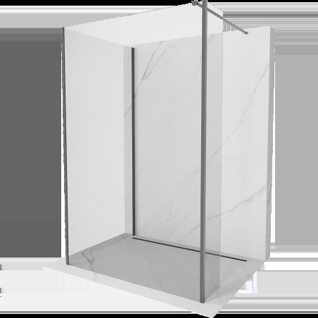 Mexen Kioto sprchová stěna Walk-in 130 x 85 x 40 cm, transparentní, gun metal - 800-130-085-221-95-00-040