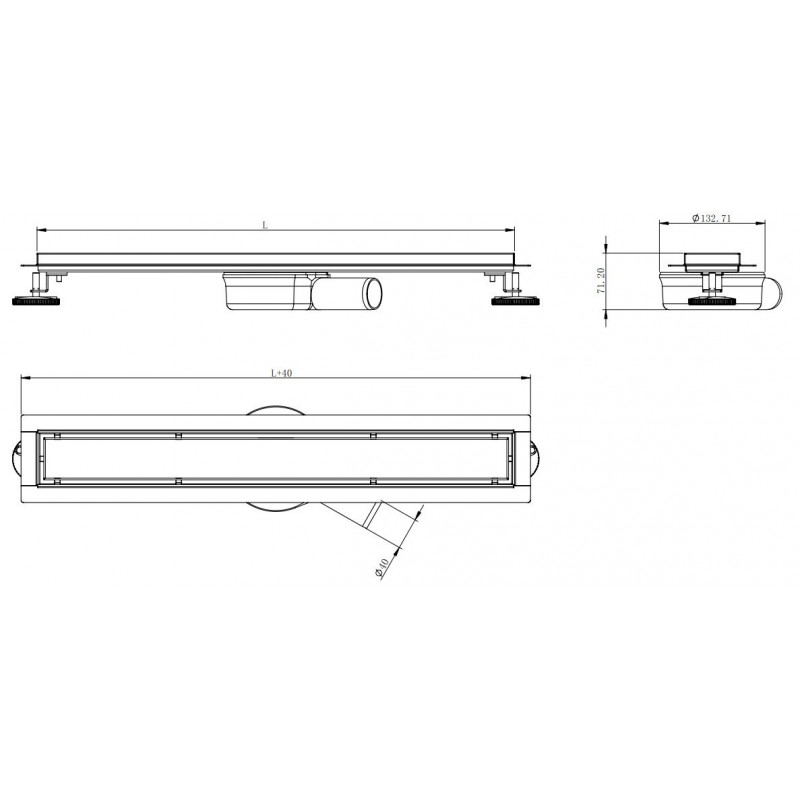 Mexen Flat 360° M33 otočný lineární odtok 70 cm, inox - 1033070-40
