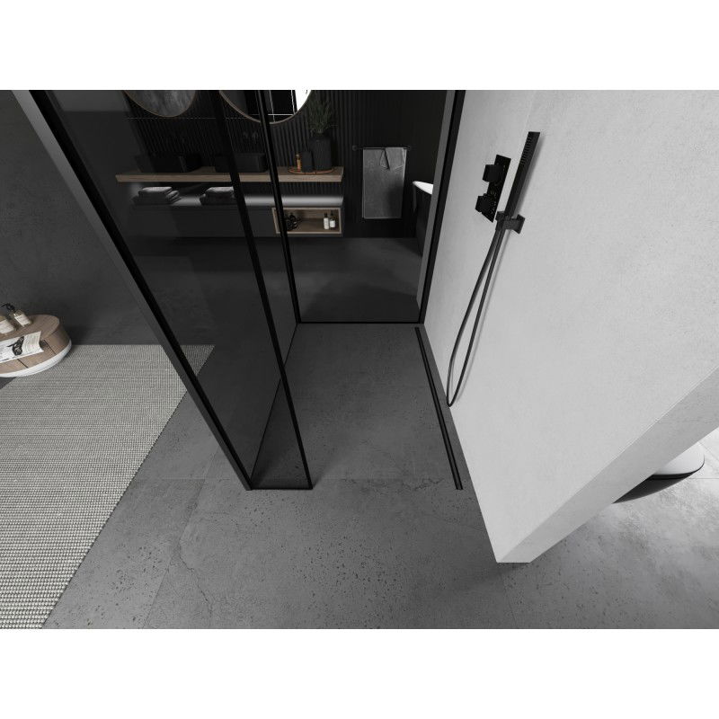 Mexen Kioto sprchová stěna Walk-in 110 x 110 x 30 cm, černý rám, černá - 800-110-110-221-70-70-030